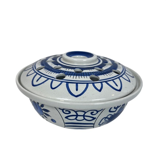 Delft Other - Vintage Delft Holland Flower Frog Pot Holder Blue‎ White Ceramic 1965